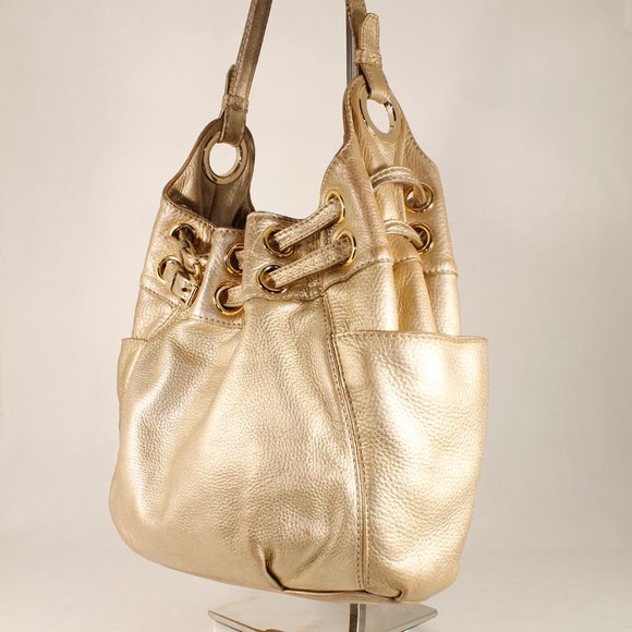 Michael Kors Gold Pebbled Leather Medium Hobo Bag - Authentic, Gently Used - Picture 7 of 13